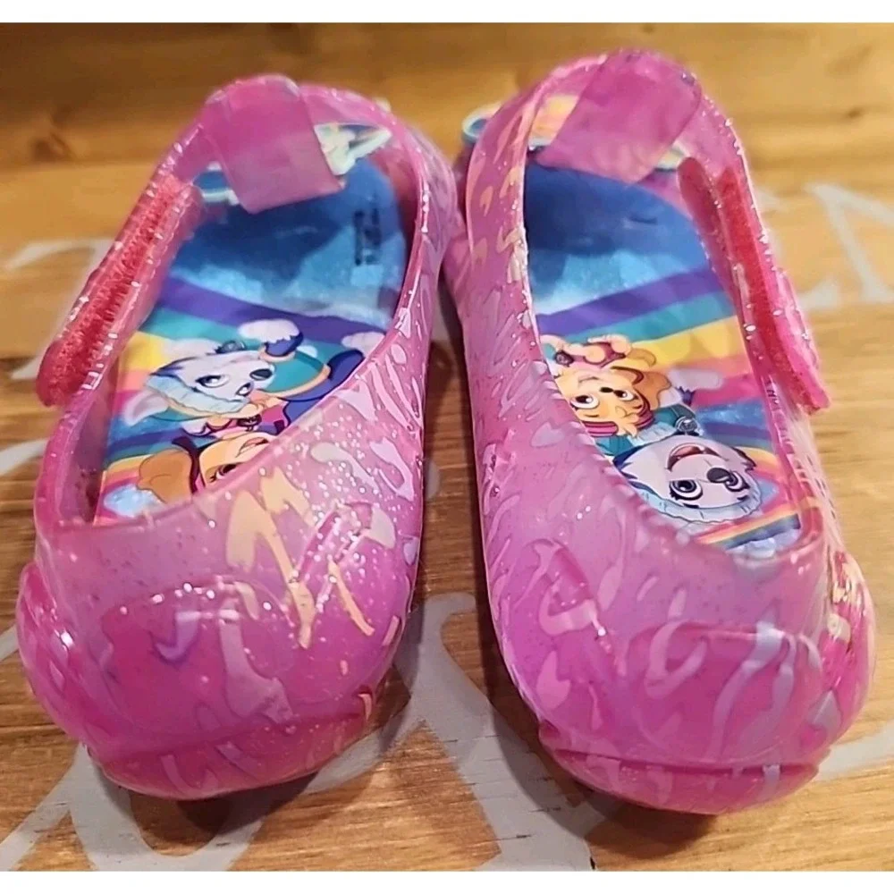 Girls Paw Patrol Pink Jelly Shoes Flat Sandals‎ Size 12 Hook & Loop